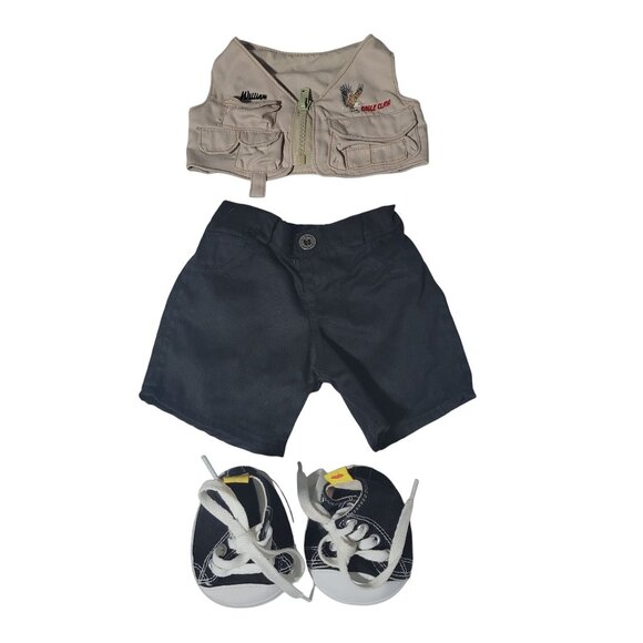 Build a Bear Outfit Eagle Claw Vest Chino Shorts High Top Canvas Sneakers BAB - Picture 1 of 6